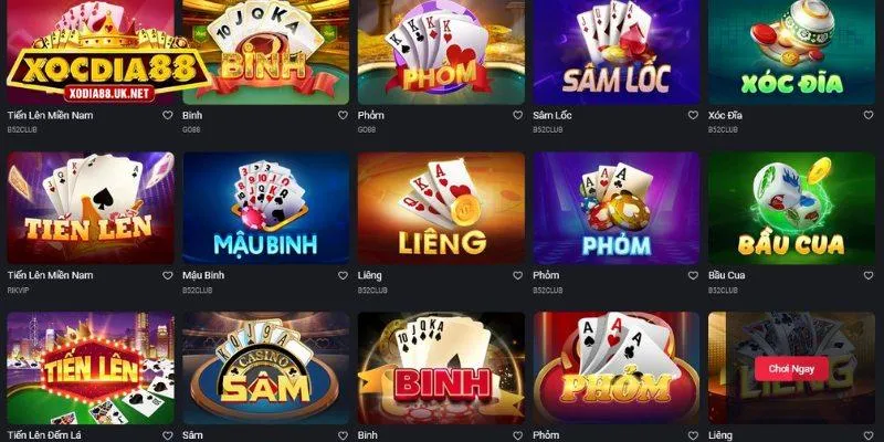 Danh sách các game bài đổi thưởng tiền thật